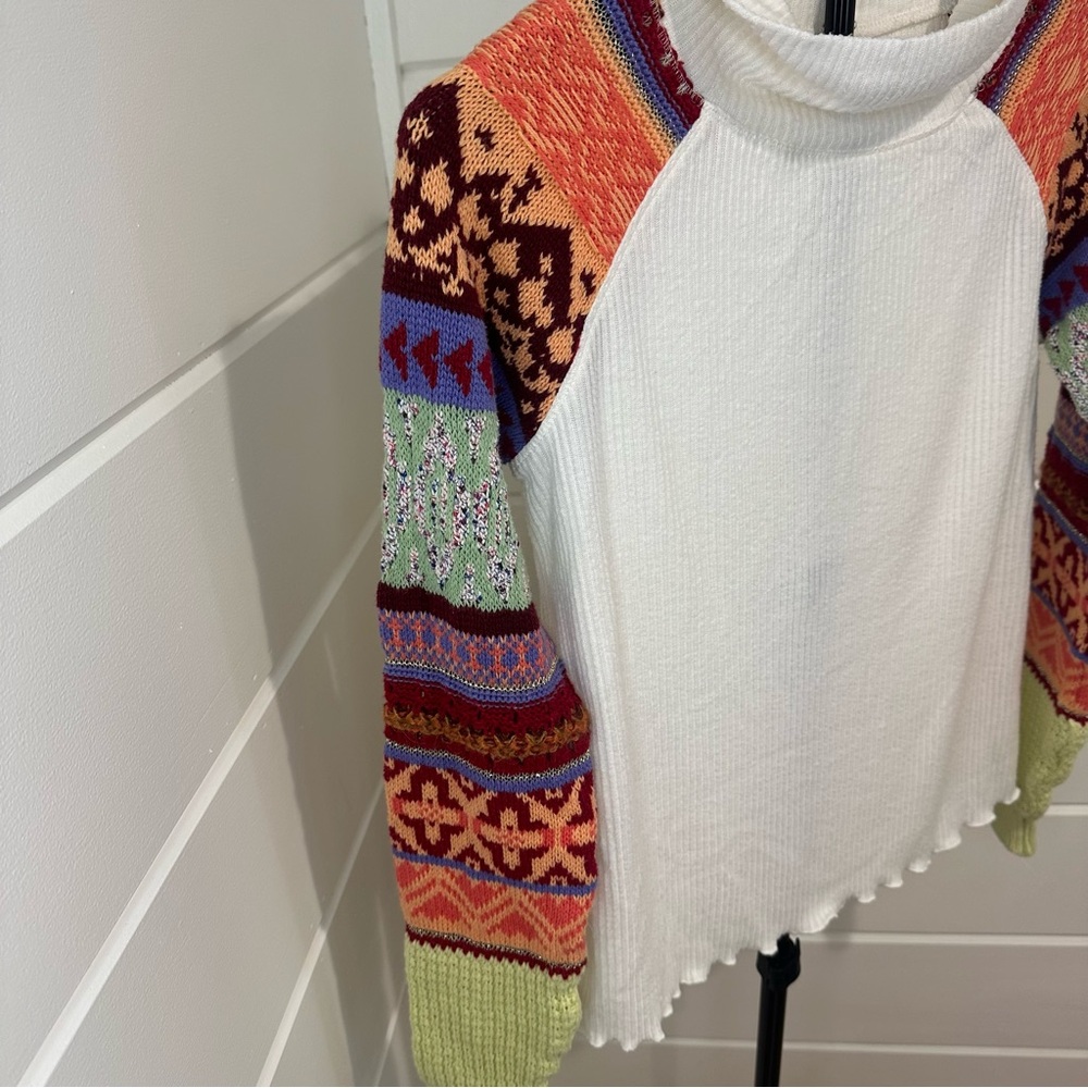 Free People Cream Ribbed Mock-Neck Sweater - Picture 7 of 13